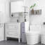 Armoire de rangement pour salle de bain de 54 po de hauteur, tour à linge autoportante avec tablette à 2 niveaux et tiroirs, organisateur de plancher étroit, blanc-581920777