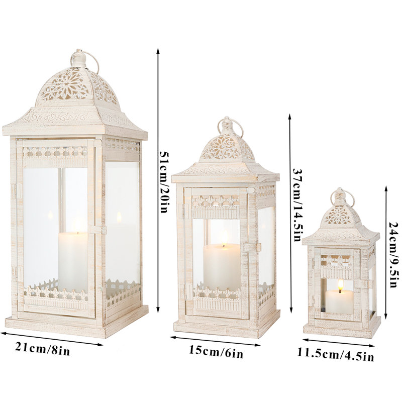 Ensemble de lanternes de table 3 pièces, Blanc