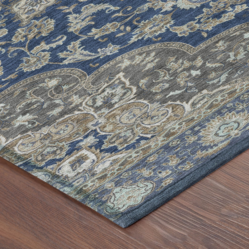 Machine Washable Indoor/Outdoor Chantille ACN2853 Global Rug, Navy, 8' Round
