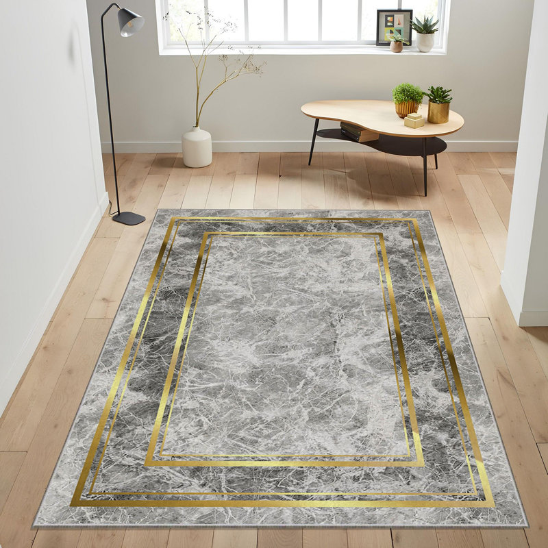 Premium Woven Carpet, 4 ft x 6 ft, 100% Polyester, 740 g/m² | Non-Slip Felt Dot Underside, Machine Washable at 86°F, Low Pile Height: 0.2 in | Digital Print Design, Easy to Clean & Maintain, Ideal for Living Room & Office