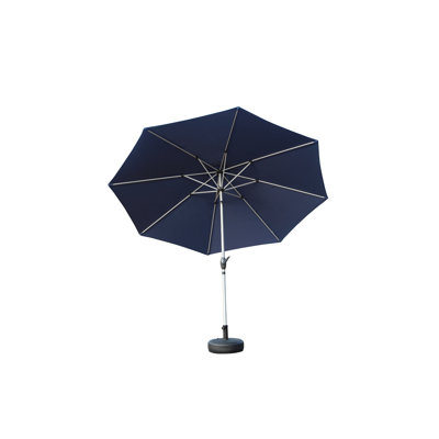 Parasol de patio extérieur avec bouton-poussoir inclinable et manivelle - mât en aluminium, 8 nervures en acier, pavillon en polyester imperméable résistant aux rayons UV