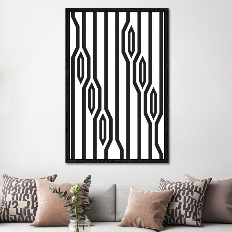 Vertical Lines 1 Piece Wall Art on Canvas, 152.5 cm H x 101.5 cm W, Black Framed