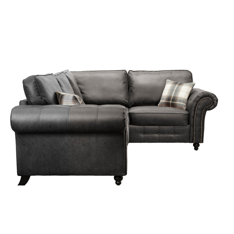 Bodnar Corner Sofa, Black, Left Hand Facing