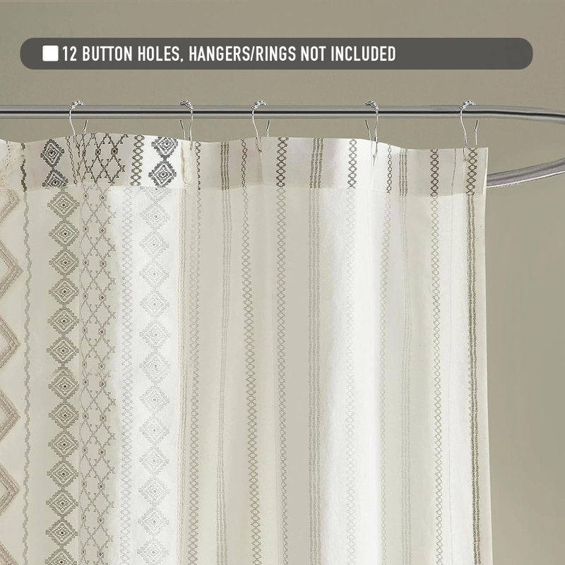 Ahnaish Cotton Shower Curtain, Ivory