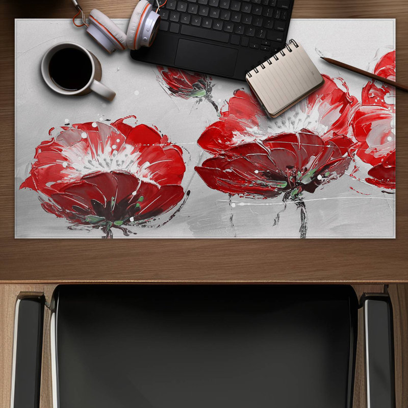 Wild flowers on gray background - 14.00"x24.25" Desk mat