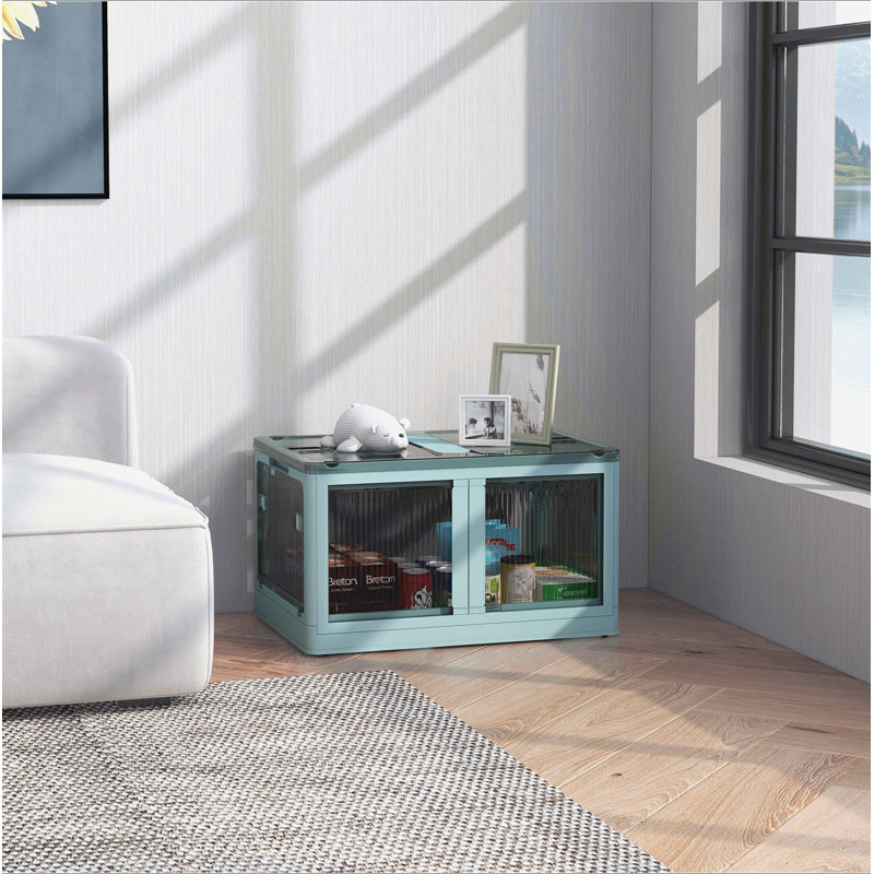 Bacs de rangement empilables avec couvercles, roues et pliables, Bleu