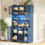 Armoire de cuisine 70,9 po bleu marine avec rangement pour bouteilles de vin, support en verre, tablettes réglables et éclairage à DEL pour le salon-131255828