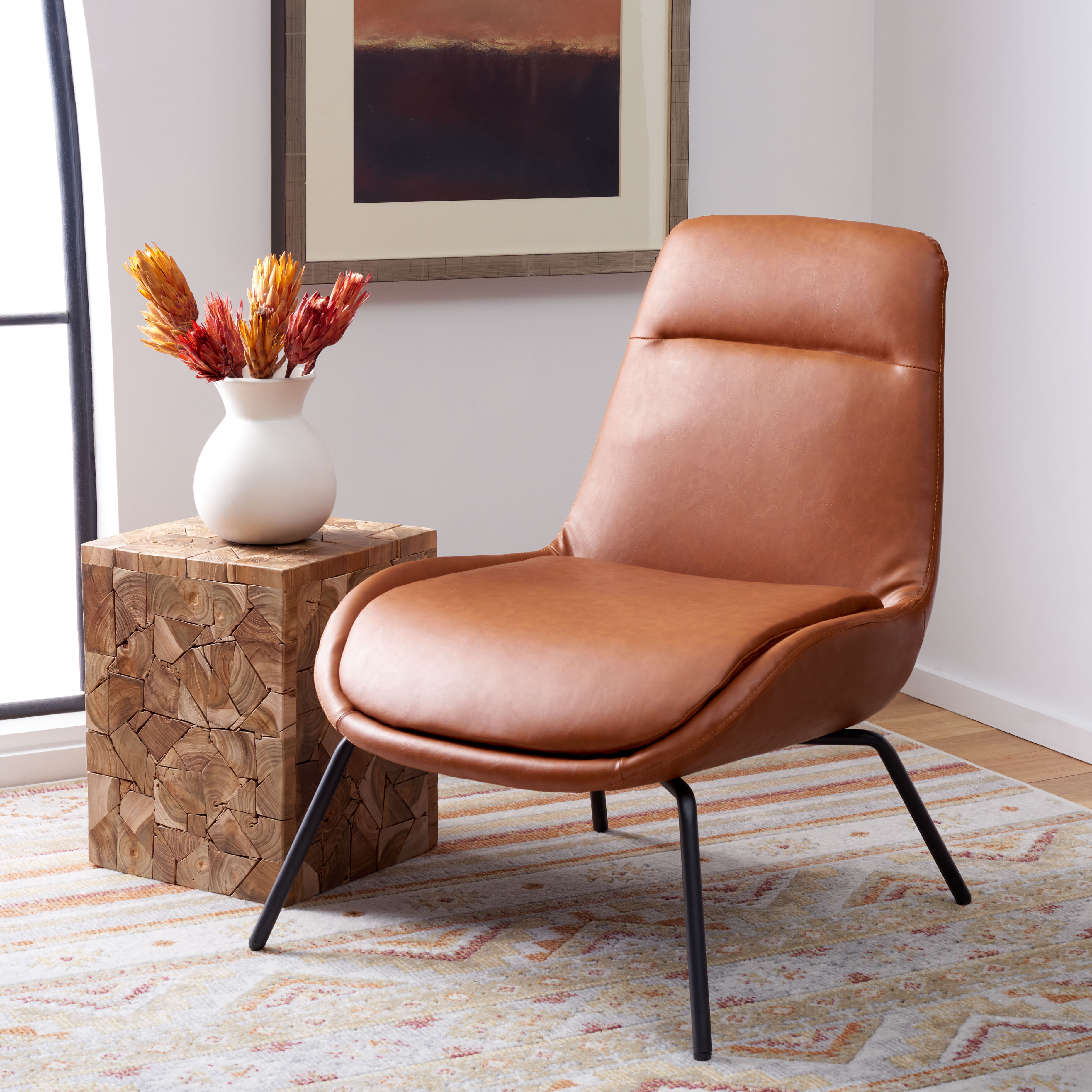 Faux leather on sale slipper chair