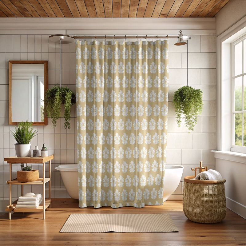 Motif bleu - Rideau de douche Premium, H 74 po x l 71 po