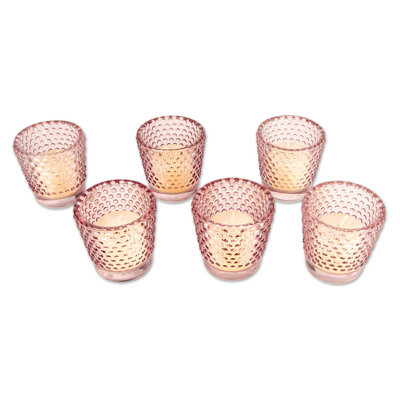 Porte-bougie en verre 6 pièces