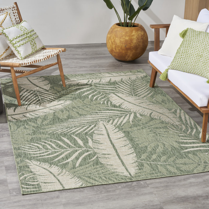 Bertine Floral Indoor / Outdoor Rug, Rectangle 6' x 9'