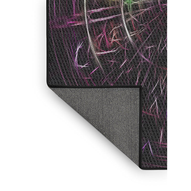 Laine tissée à la machine à motifs géométriques et polyester mauve/vert Tapis décoratif, Rectangle 4 pi x 6 pi