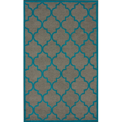 Tapis gris/bleu en laine touffeté à la main Beselare