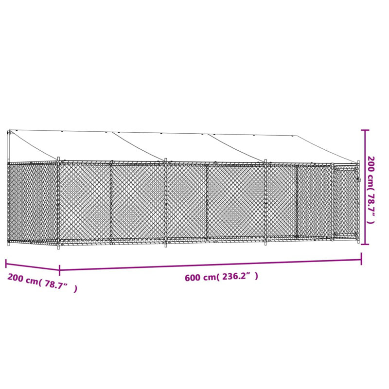 Alexy 200cm H Metal Yard Kennel, 200cm H x 600cm W x 200cm D