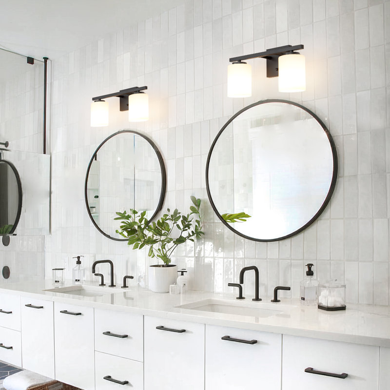 Éclairage pour meuble-lavabo à intensité variable Ellysen, Noir mat, 2