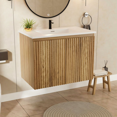 Armoire murale pliante en chêne 30 pouces Gloden - Installation brevetée en 1 minute, peu encombrante et facile à assembler, style moderne