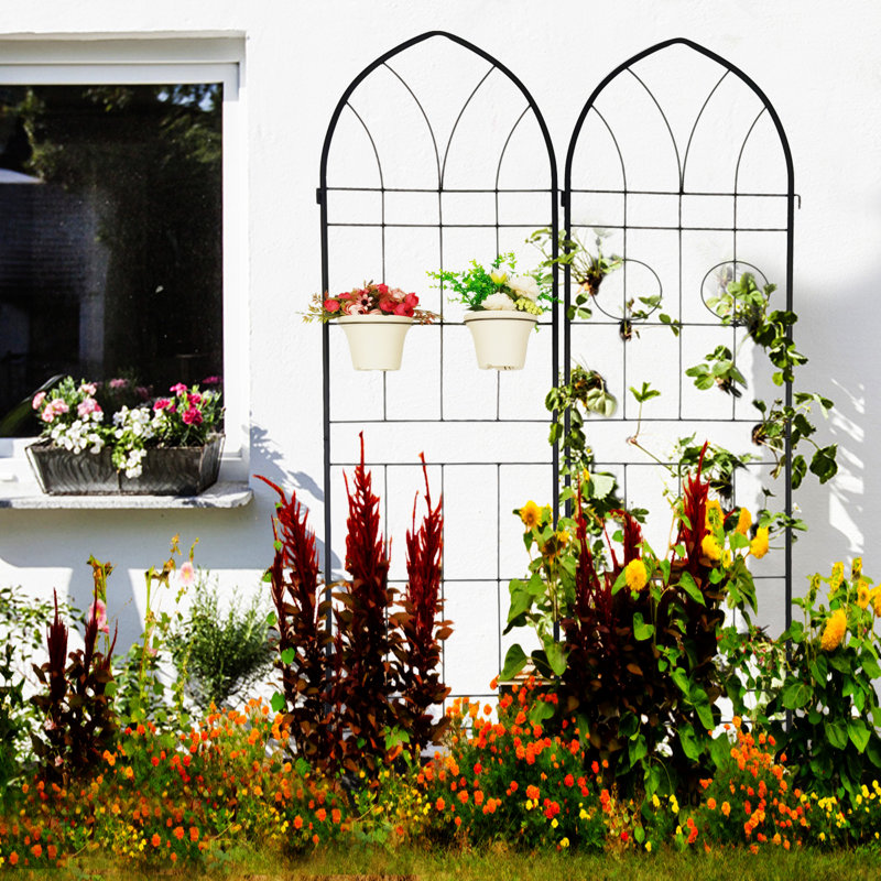 Paquet de 4 treillis de jardin en métal 78,7 "x 19,7" antirouille pour plantes grimpantes