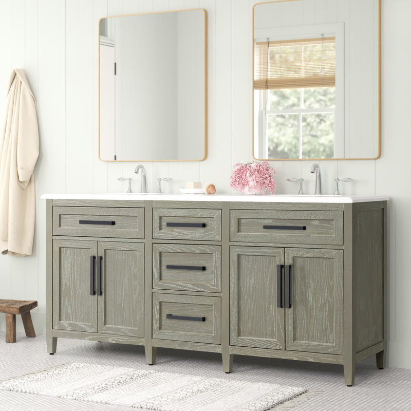 Ensemble de meuble-lavabo double 72 po Dash, Gris Hayden, Noir mat