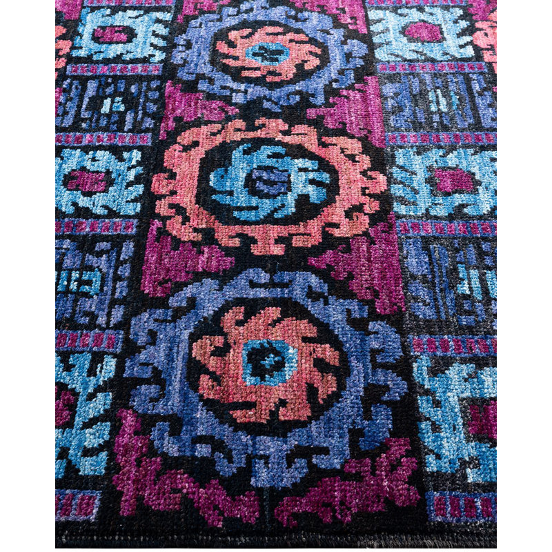 Contemporary One-of-a-Kind Rectangle 4'2" X 6' Hand Knotted Area Rug