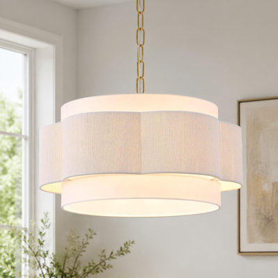 20" 4-Light Scalloped Rope Drum Chandelier