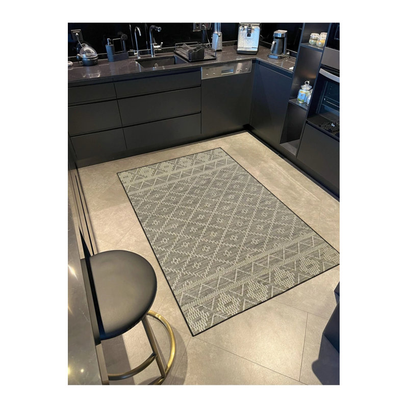 Tapis décoratif à motif géométrique losange et tapis lavable, Rectangle 2 pi 4 po x 4 pi