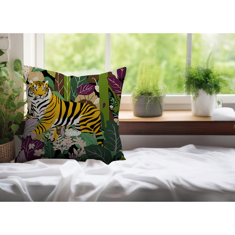 Oreiller carré réversible intérieur / extérieur Kyo Tiger, Carré 17 po, Mauve