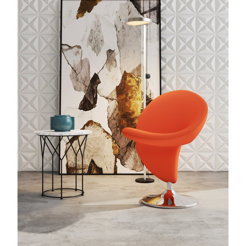 Edinburg 27" Wide Wool Swivel Lounge Chair, Orange