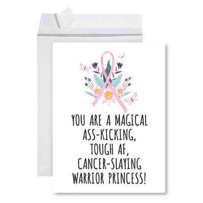 Jumbo Funny Breast Cancer Card, Cancer Slaying Warrior Princess Encouragement Card, Big Chemo Get Well Card