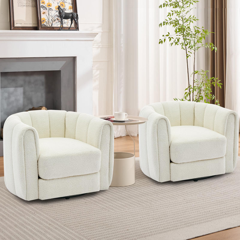Upholstered Swivel Accent Chair, 4PCS, Beige
