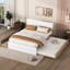 Lit de taille luxueuse avec lit gigogne simple et 2 tiroirs pratiques de rangement modernes de couleur chêne blanc brillant. Qualité de fabrication. Apparence élégante. Option d'espace. Facile-647748807