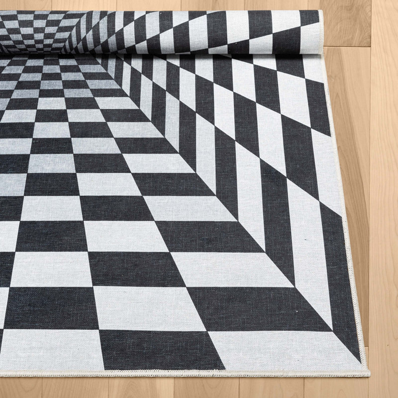 Checkered Indoor Rug, Rectangle 3'3" x 5'