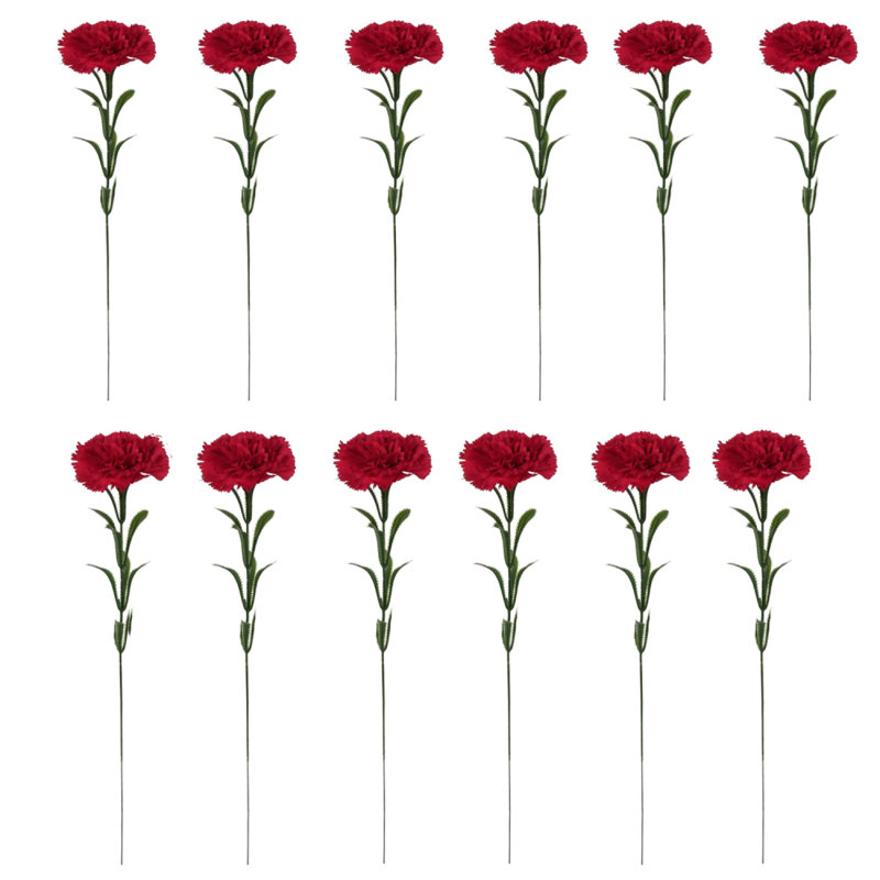 12 pièces d'œillets artificiels ， Œillets artificiels 25 po longues tiges de fleurs artificielles en vrac pour les bouquets de mariage, bricolage, décoration de fête