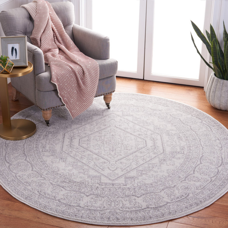 Tapis oriental ivoire / argenté Nuss, Rond 12 pi