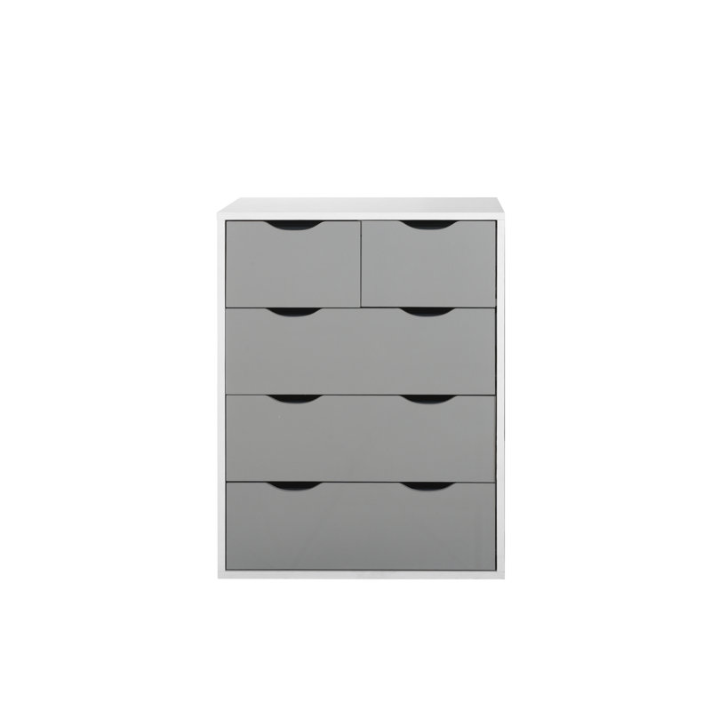 Bohl 5 - Drawer Chest of Drawers, White/Grey
