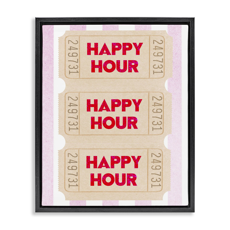 Art mural encadré Happy Hour, Cadre flottant noir de jais, H 21 po x l 17 po