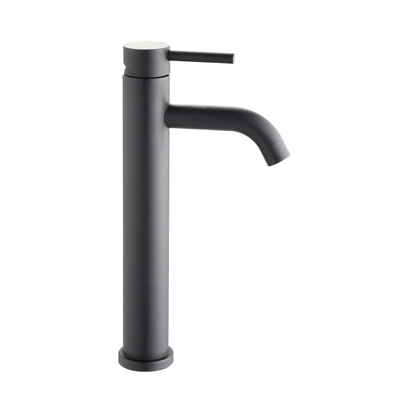 Robinet de salle de bain monotrou - Noir mat, acier inoxydable, entretien facile, style moderne, pour lavabo haut, poignée unique, un trou, acier noir