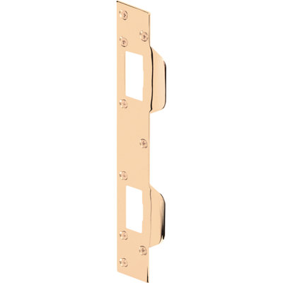 Door Strike, for Use with 5-1/2 in. and 6 in. Hole Spacing On Dead Latch and Deadbolt, Steel, Brass (Single Pack)