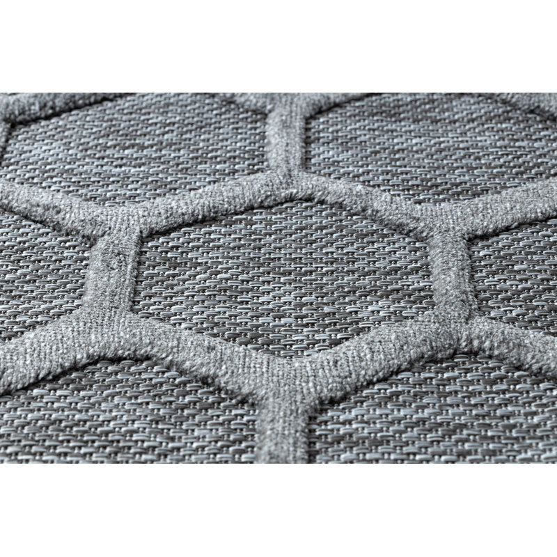 Walbourne Rectangle Geometric Area Rug, Grey/Brown/Blue, Rectangle 180 x 270cm