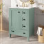 Meuble-lavabo vert clair de 24 po avec lavabo intégré en céramique, avec tablette à double couche, tiroirs à fermeture en douceur et porte d'armoire à fermeture en douceur-596398787