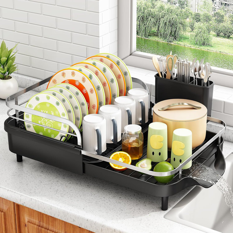 Égouttoir à vaisselle - Égouttoir à vaisselle extensible pour comptoir de cuisine