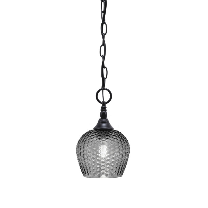 Mini-luminaire suspendu en chaîne avec verre, Noir mat