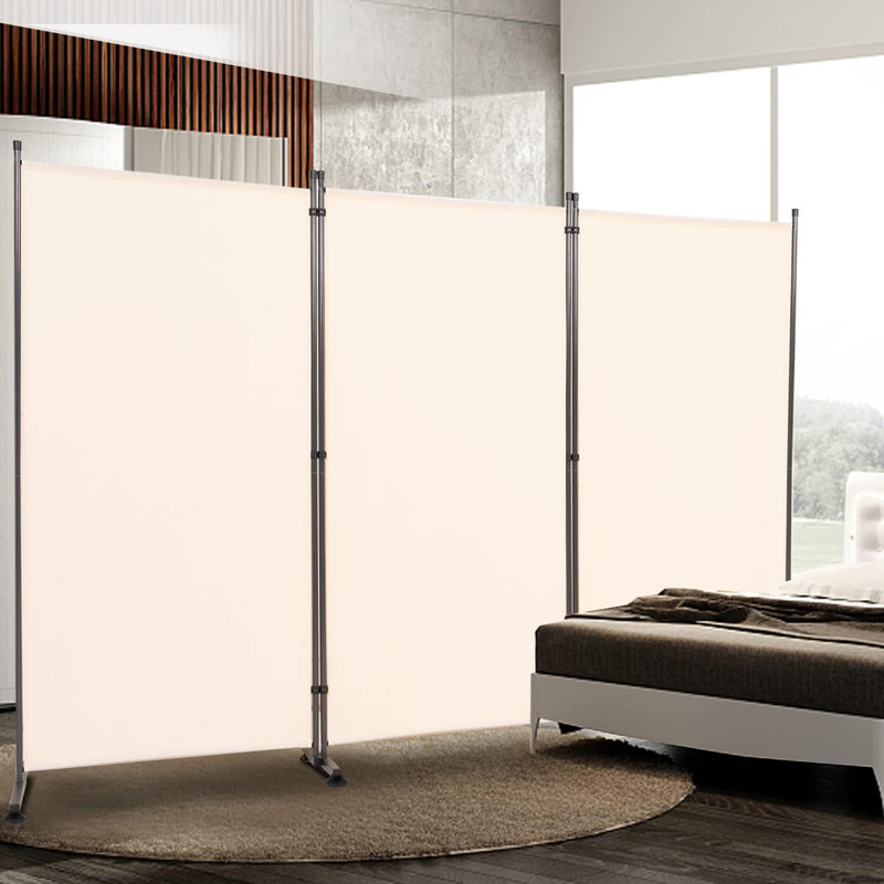 Cream 6ft Folding Metal Frame Privacy Screen Divider