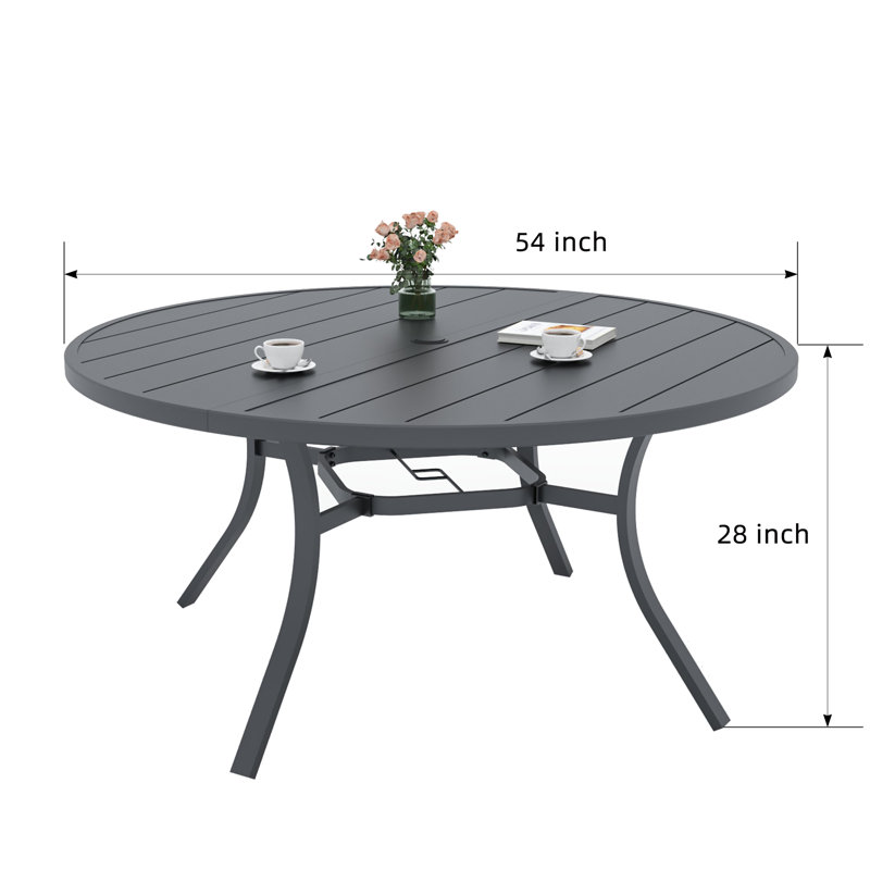 Ensemble repas pour 6 personnes avec table ronde, Noir / Beige