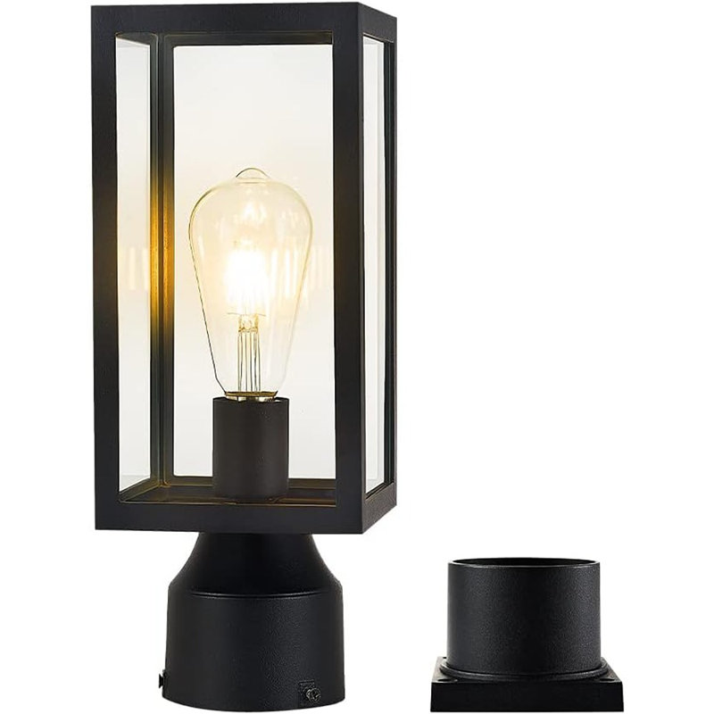 Outdoor Post Light,Waterproof Cast Aluminium Lamp Post Light Fixture,Post Lantern With Pier Mount Base,Matte Black,13.8'',Suitable For Garden,Yard Or Driveway,Etc