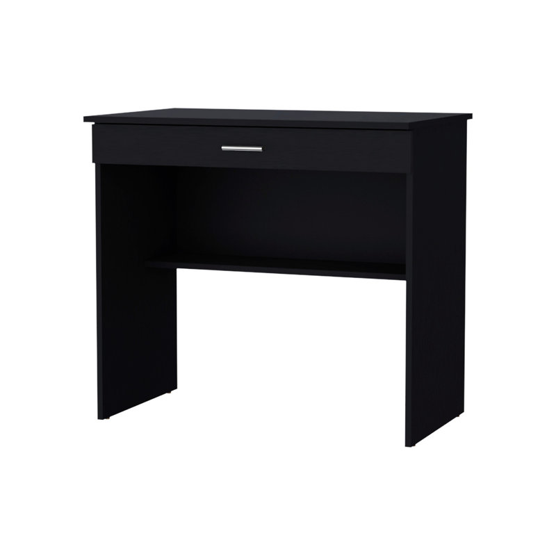 Bureau de rangement noir à usage de bureau - avec un tiroir et une tablette avec des caractéristiques assurant une productivité spacieuse