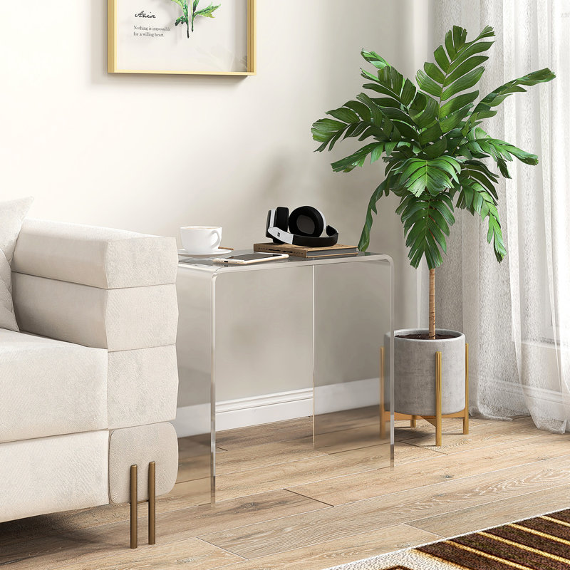 Table de rangement en cascade transparente en acrylique transparent de 21 po de long - Construction de salon Contemporary Living