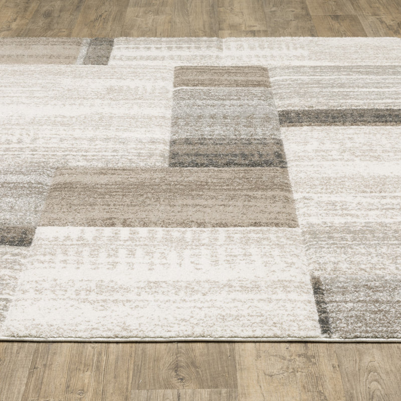 Tapis ivoire / gris Mison, Rectangle 1 pi 10 po x 3 pi 3 po
