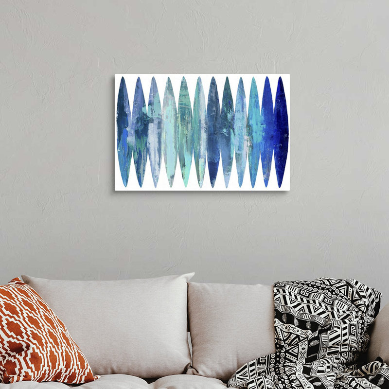 «Abstract Surfboard Blues» par David Moore - reproduction d'art, Toile tendue, H 20 po x l 30 po, Sans cadre