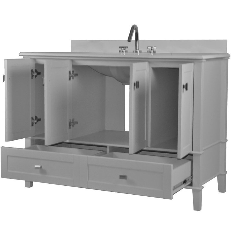 Meuble-lavabo simple 49 po avec comptoir en quartz, Gris clair
