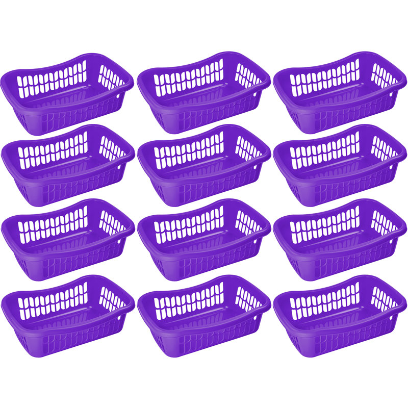 Ensemble de paniers en plastique large, Mauve